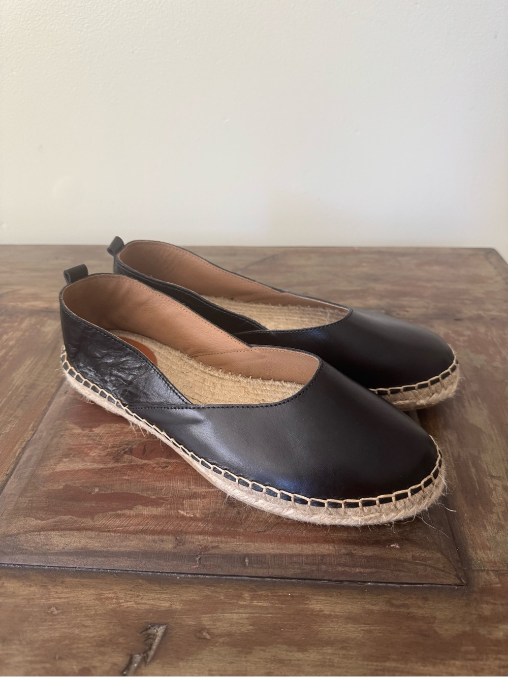 La Alpargateria Florence classic black leather flat espadrille‎ shoes women’s 9